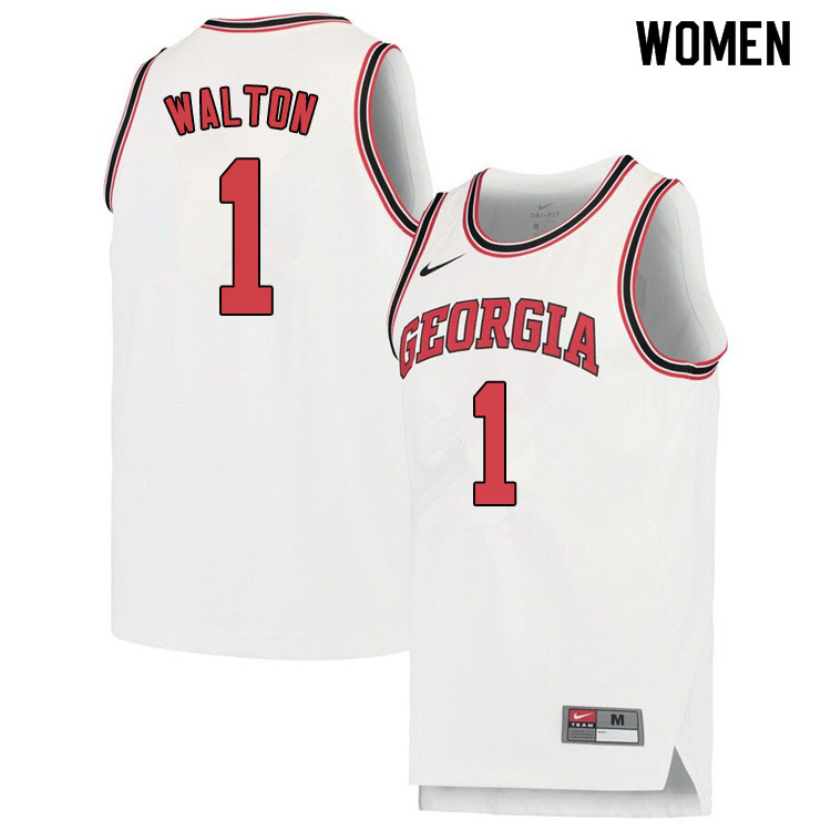 Women #1 Jaykwon Walton Georgina Bulldogs College Basketball Jerseys Sale-White